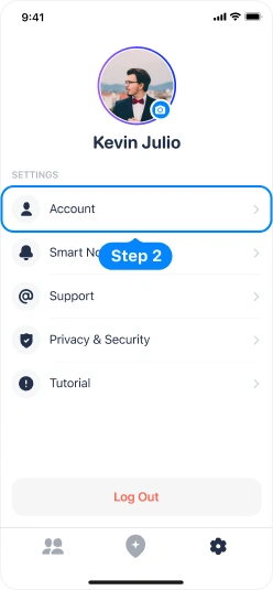Step 2: Account button